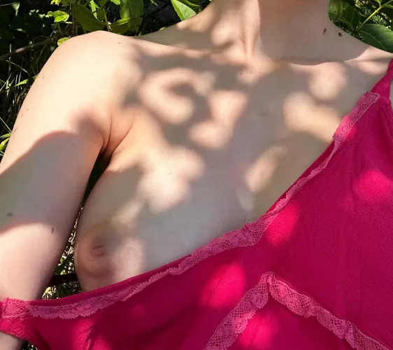 It was so nice in the park today that I decided to finish my walk by showing my boobs