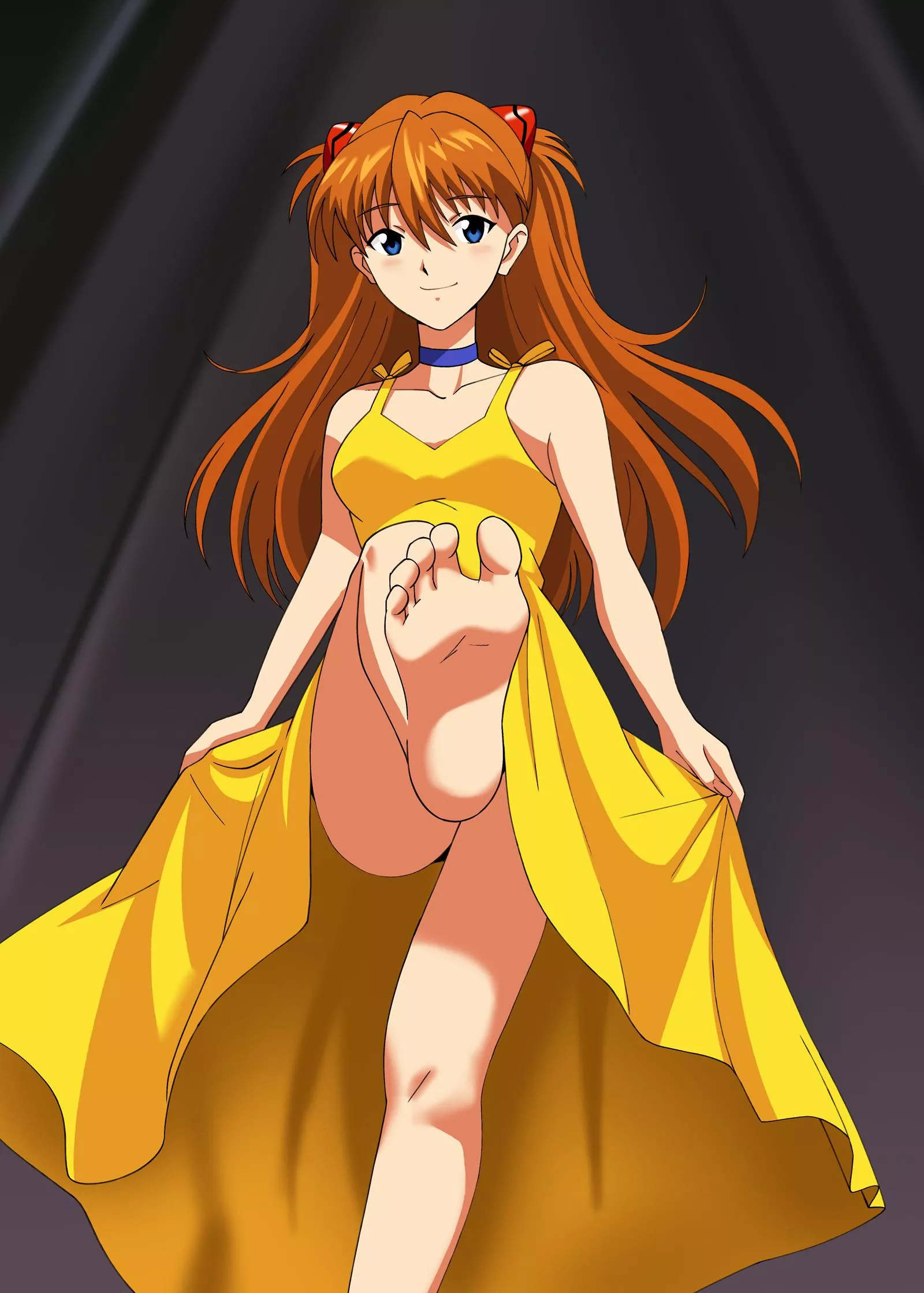Asuka yellow dress barefoot (OC)