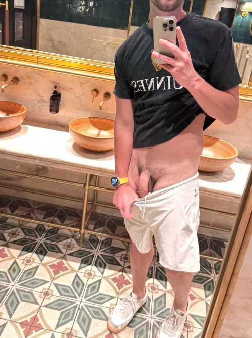 Can’t help but flash my cock every time I use a public bathroom