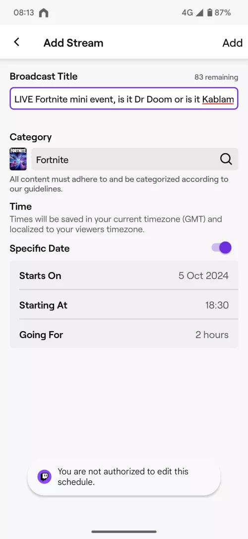 Not authorised on app, WTH?