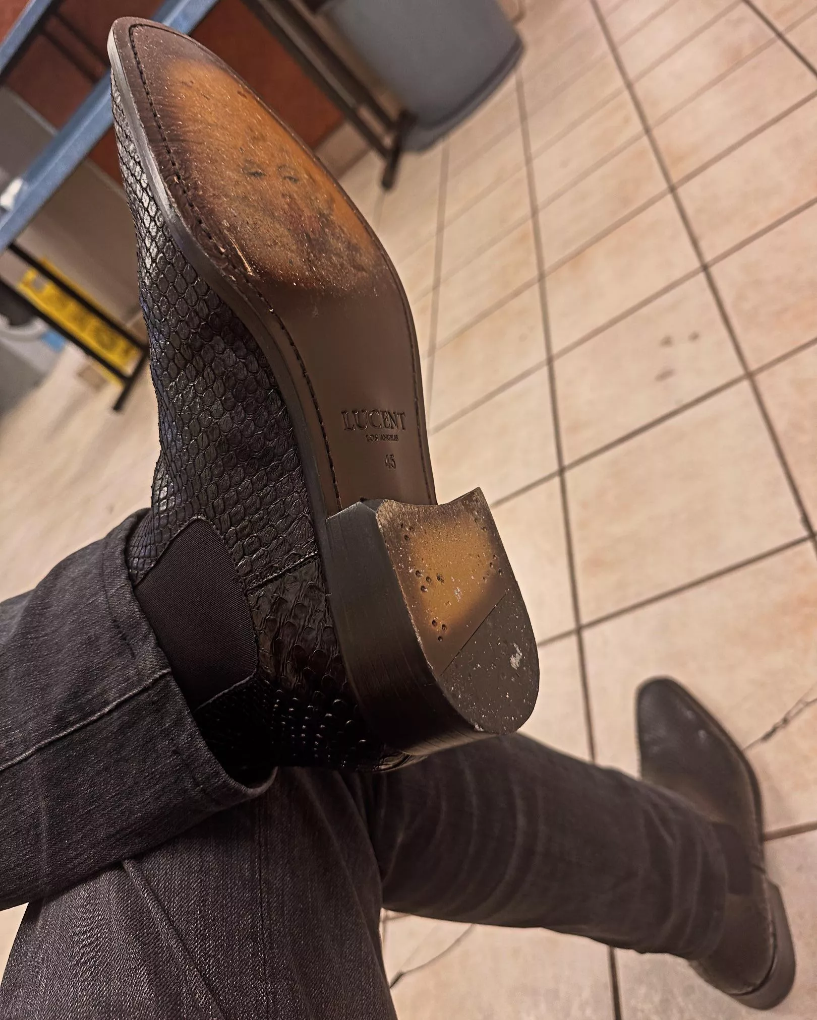 Pair of python skin chelseas I picked up from Lucent. 