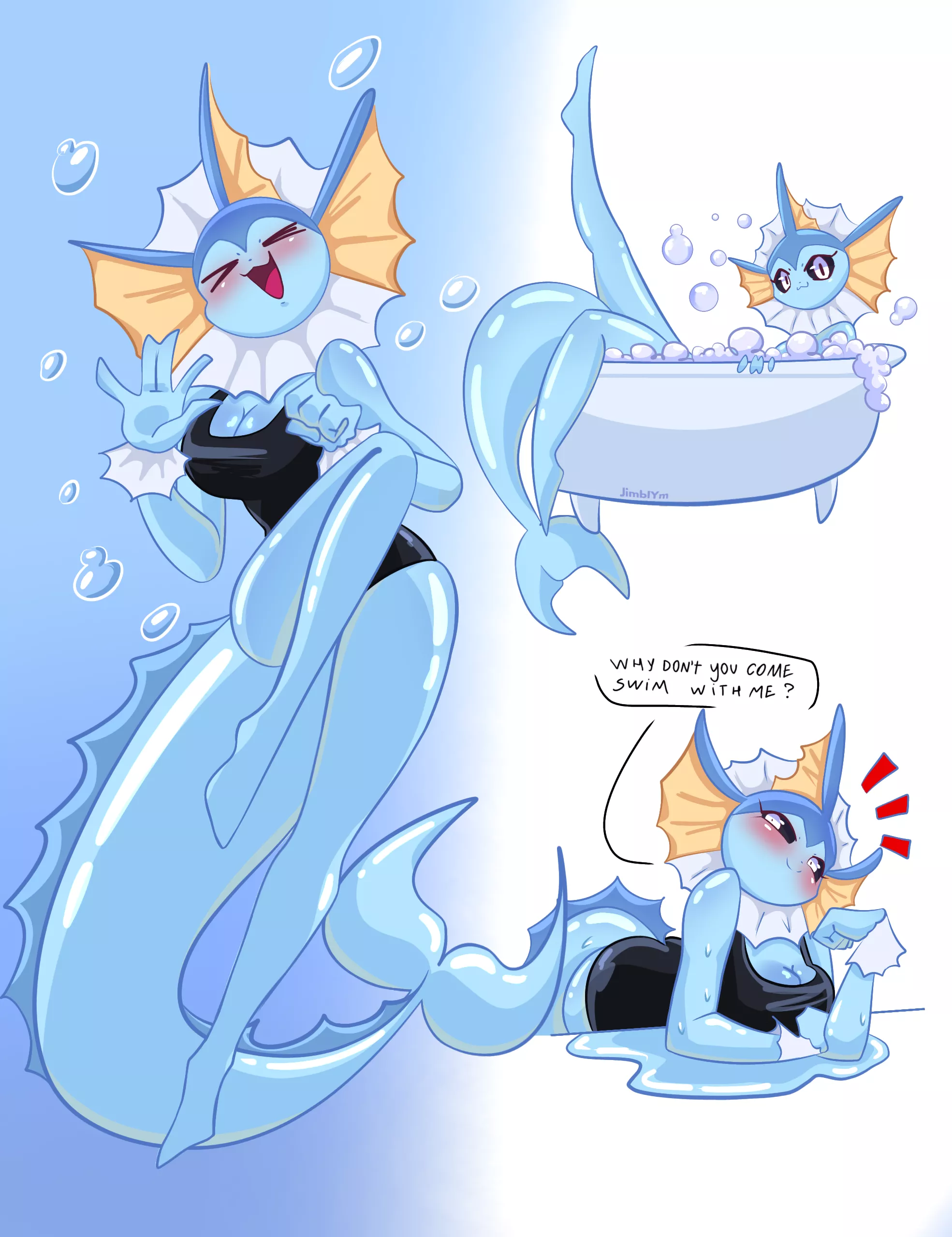 vaporeon would be a great swimming teacher, don't you think?  By JimblYm X/Twitter