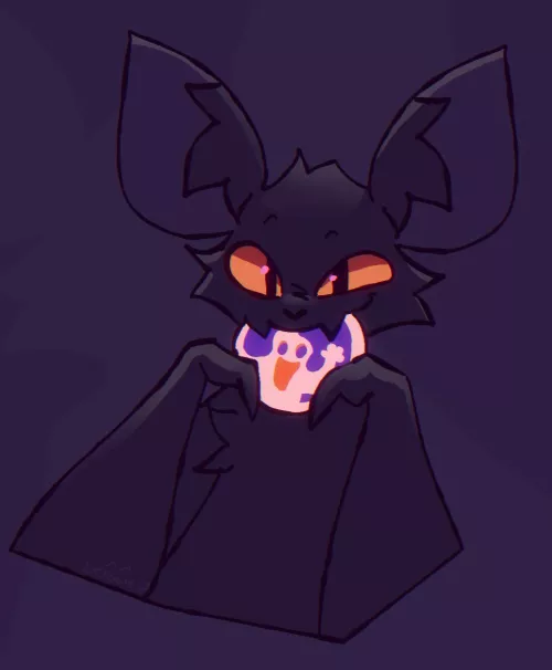 Bat with a Cookie! [art by me, _scarecrowes on twitter)