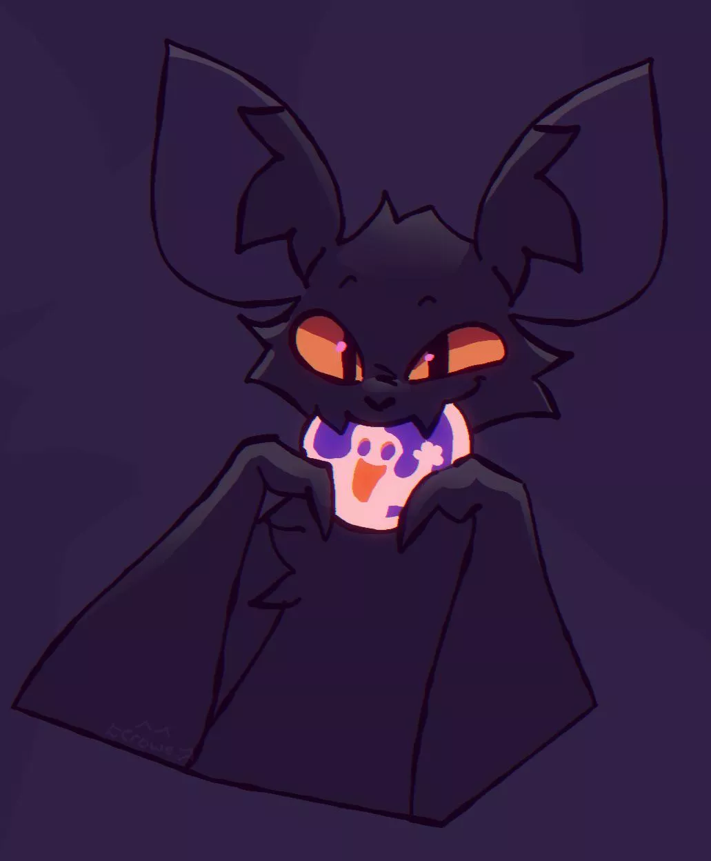 Bat with a Cookie! [art by me, _scarecrowes on twitter)