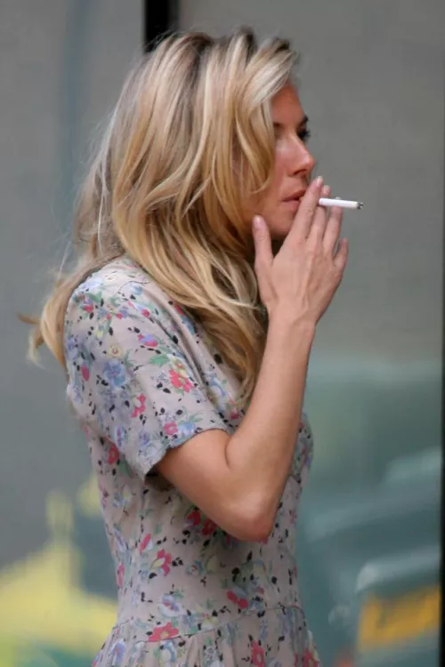 Smoking woman candid