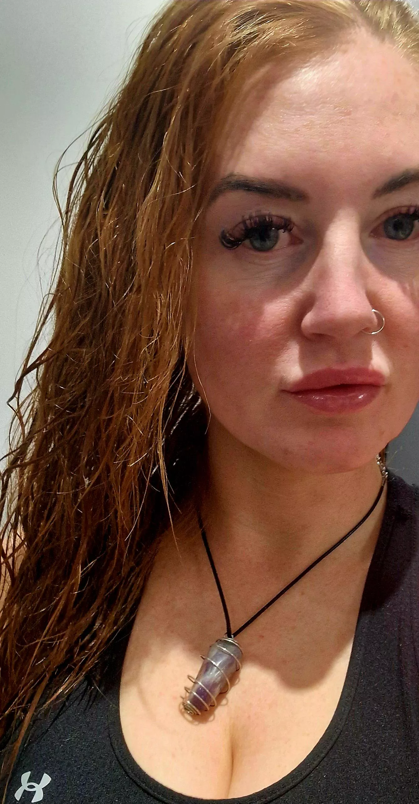 Wet hair from the shower 