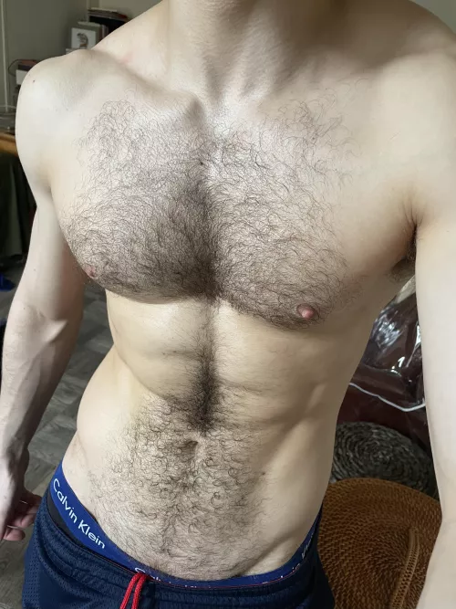 Would you lick my hairy meaty chest? 👅