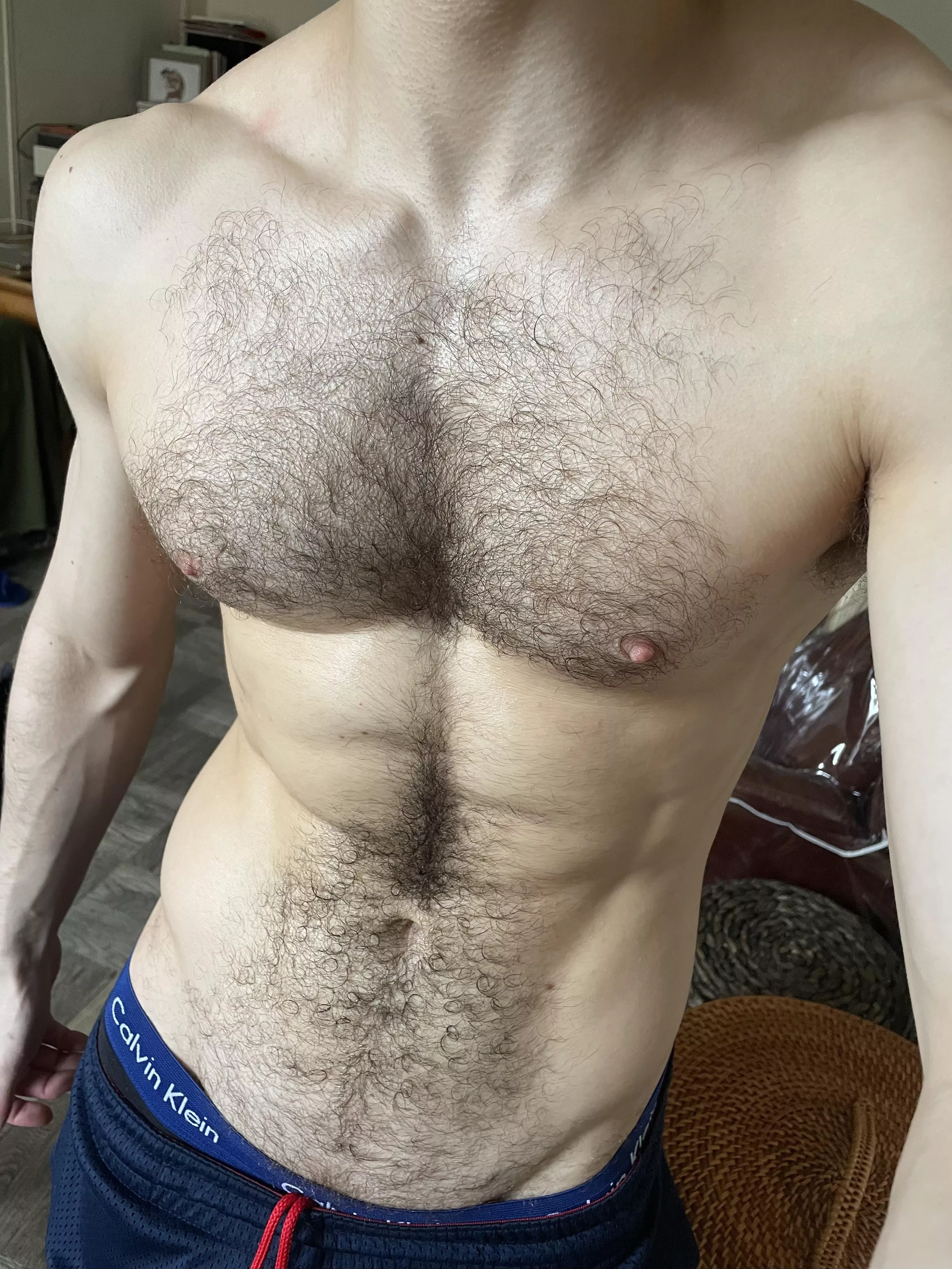 Would you lick my hairy meaty chest? 👅