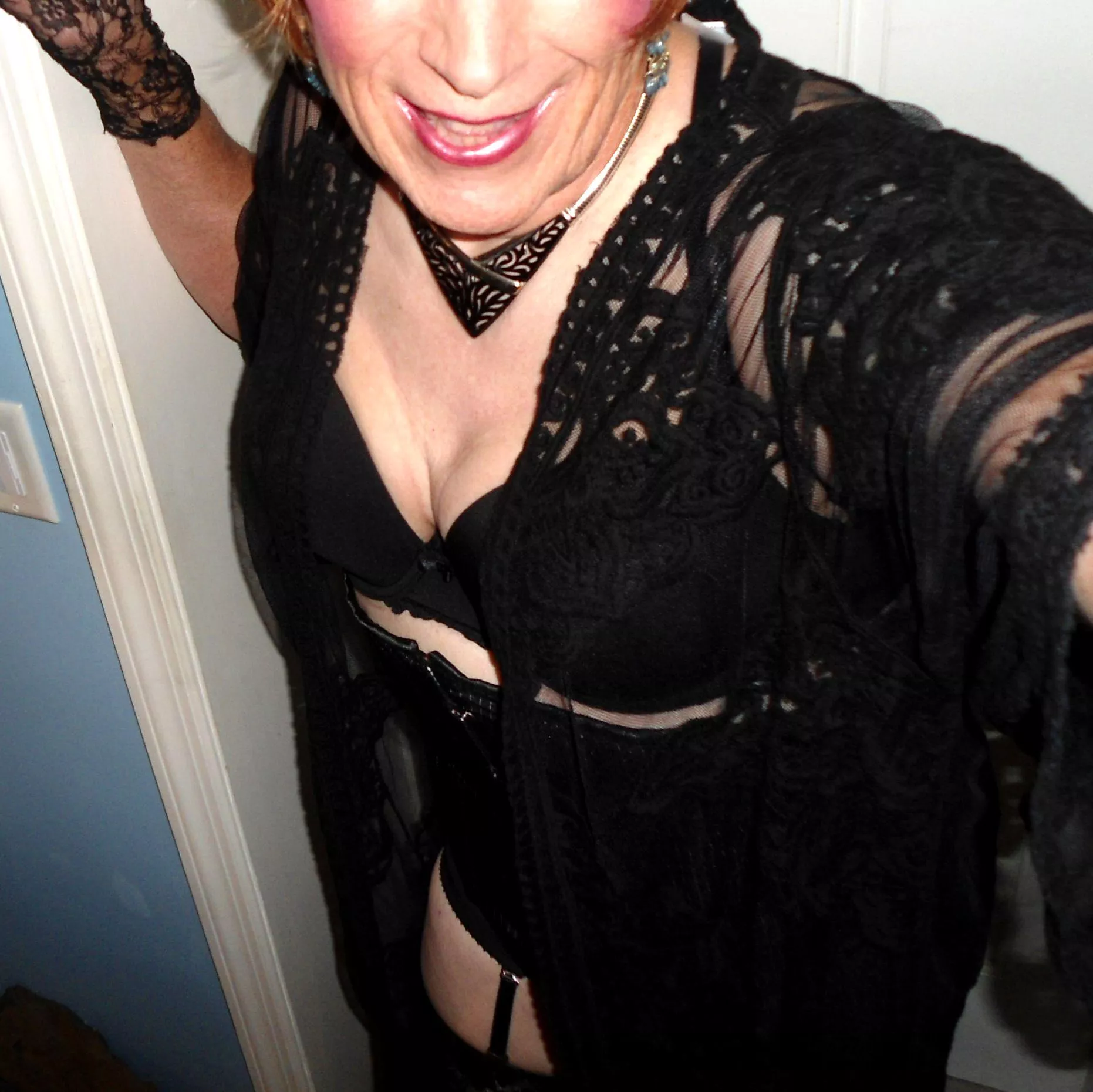 Black under black lace.