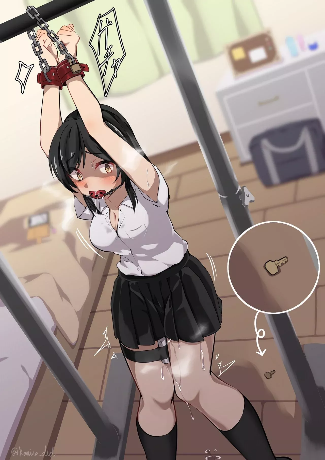 Came without permission now forced to stay locked up until he comes back~