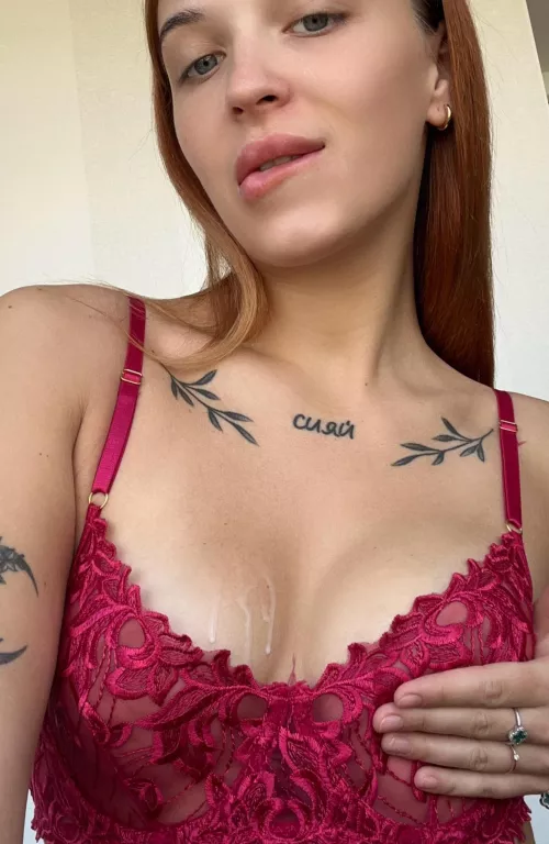 I showed my dad how to give a blowjob, and this is the result on my boobs