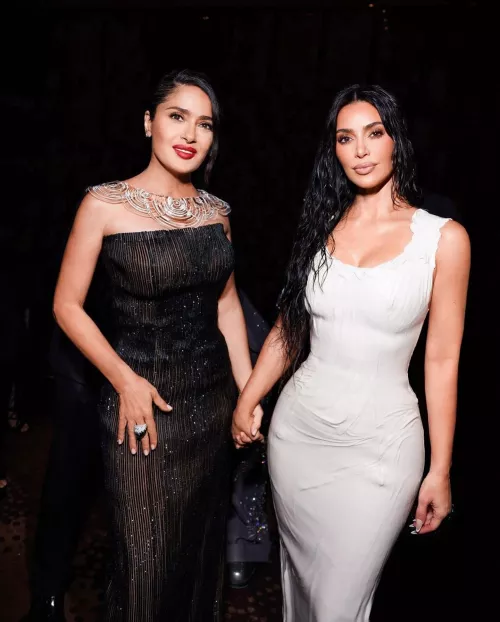 Kim with Salma Hayek