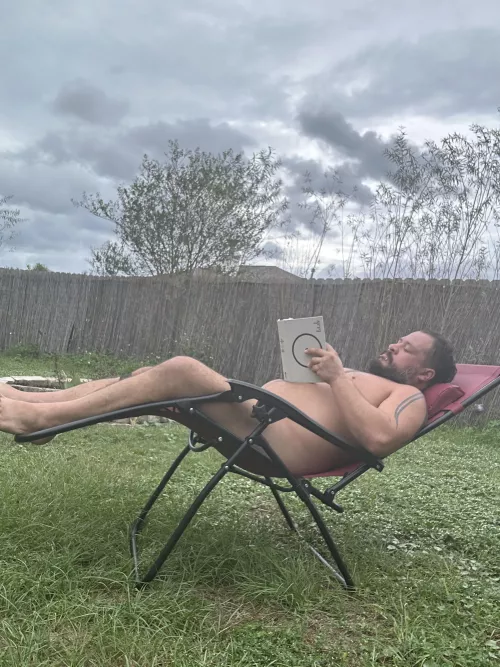 Overcast days are for catching up on some reading in the backyard. 