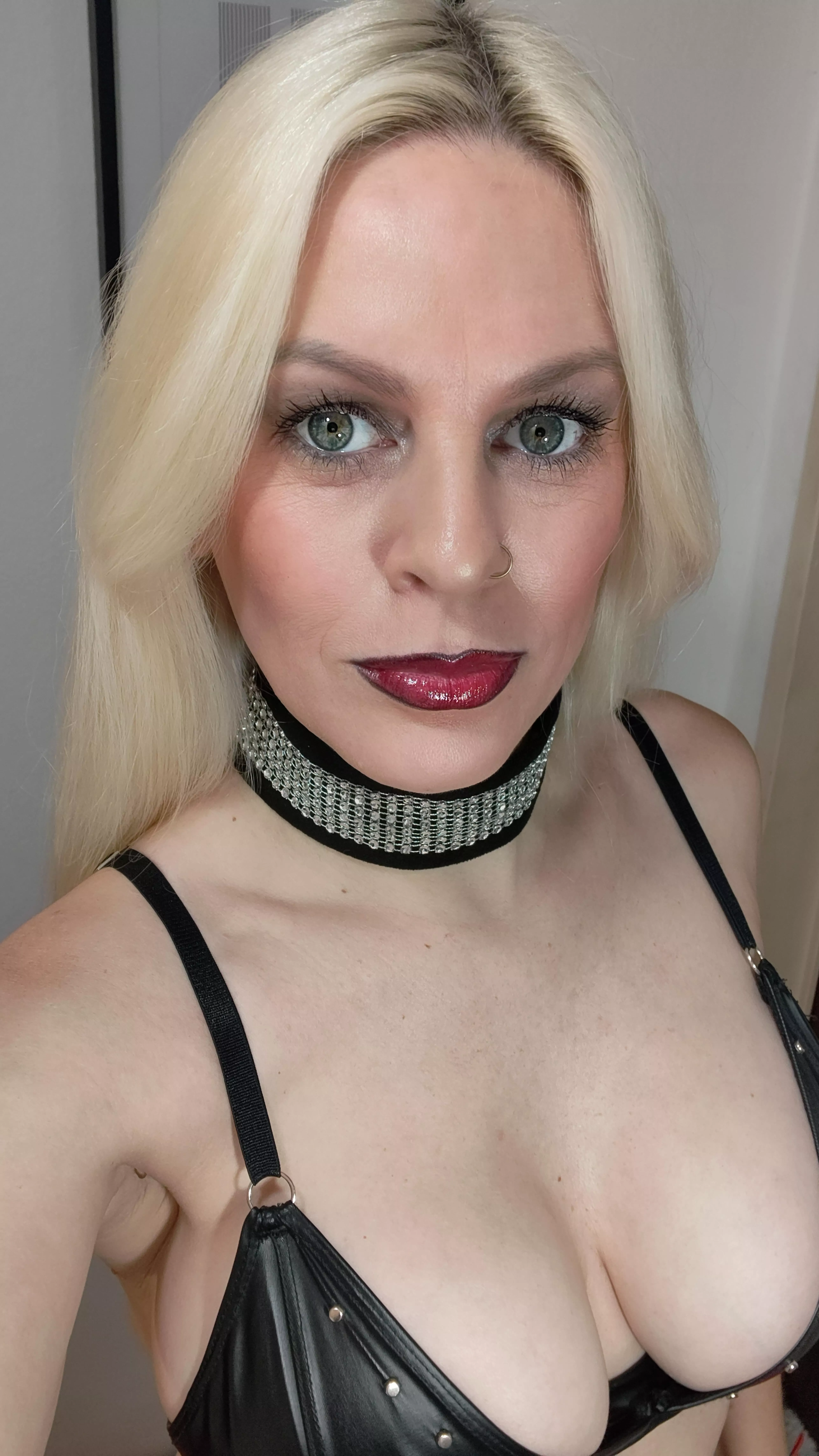 What I like most about black leather lingerie is that it makes my eyes stand out.