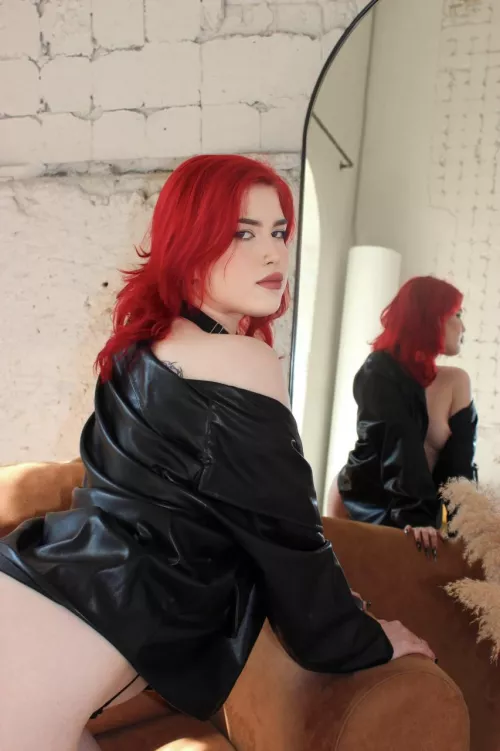 Bad girls wear nothing under leather jacket