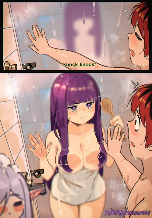 Fern leaves a cryptid message on the glass... (Snegovski) [Sousou no Frieren]