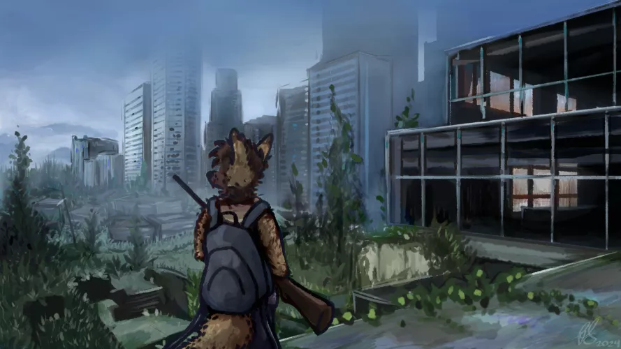 I drew a scene from The Last of Us [bsky: @furrysoren]