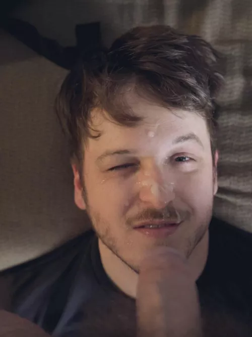 My favorite facial after choking on a thick cock