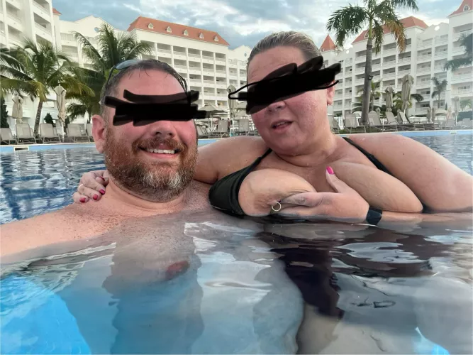 At the resort pool. Would any couples join us?