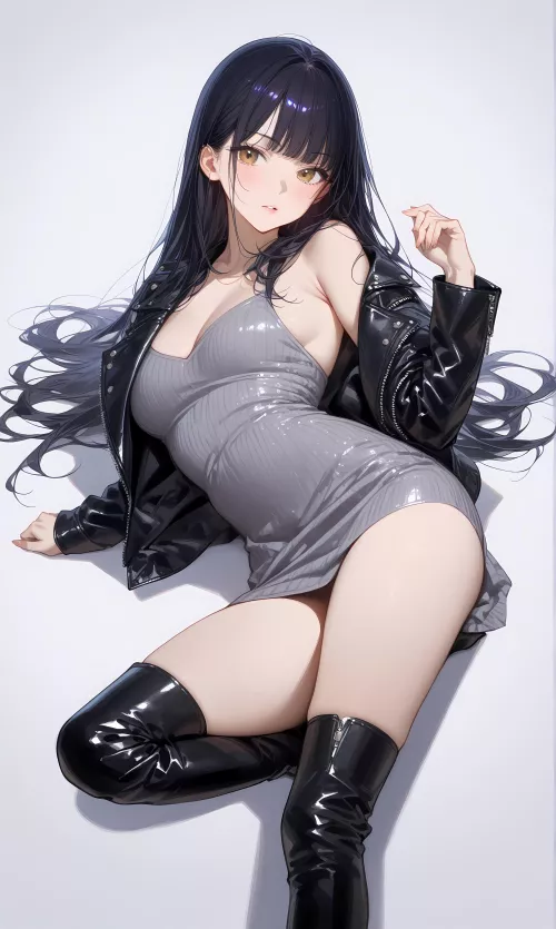 Leather Jacket & Thigh Boots 