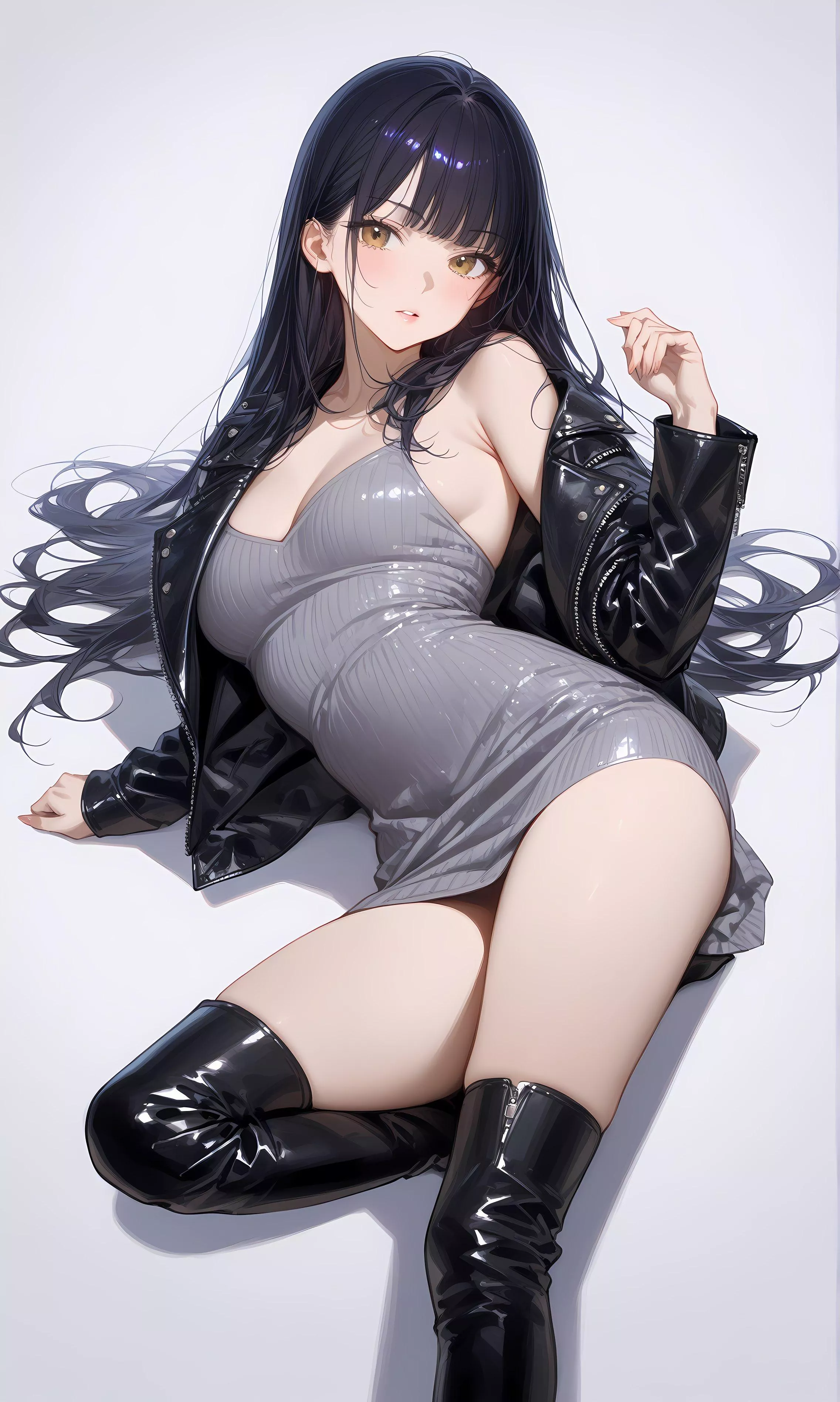 Leather Jacket & Thigh Boots 