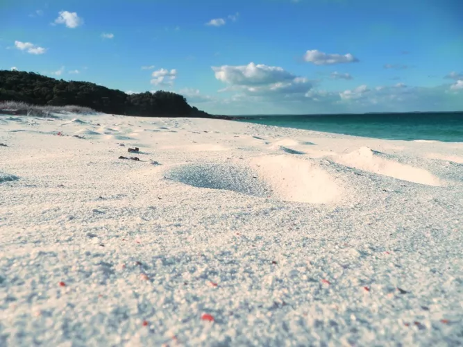 Snow-white beach of the Black Sea