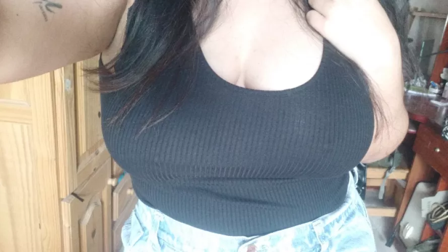 with my new t-shirt and no bra