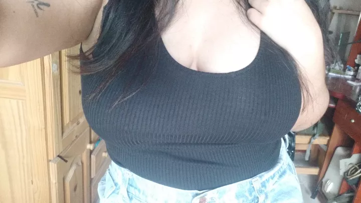 with my new t-shirt and no bra