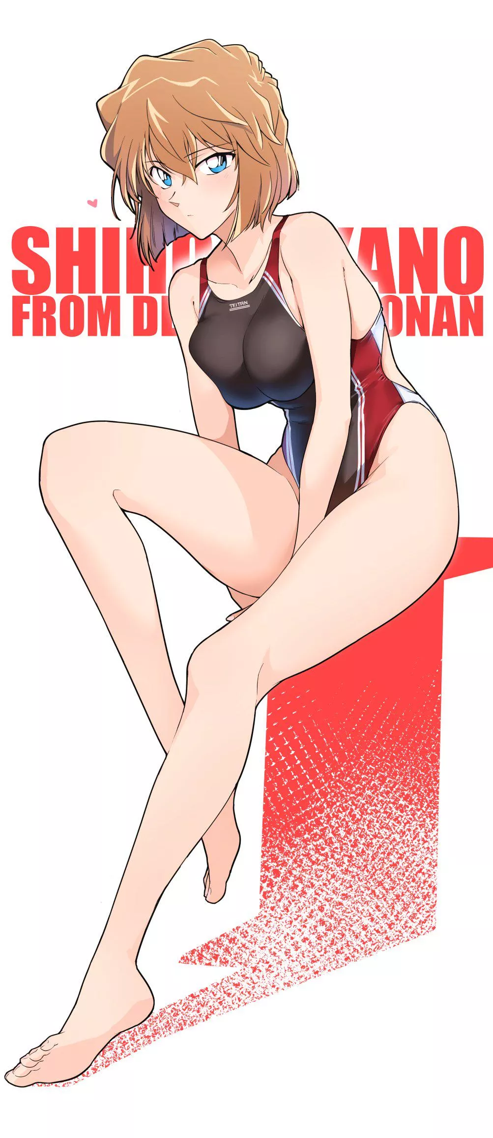 Miyano Shiho in two-tone black competition swimsuit [Detective Conan] (halcon)