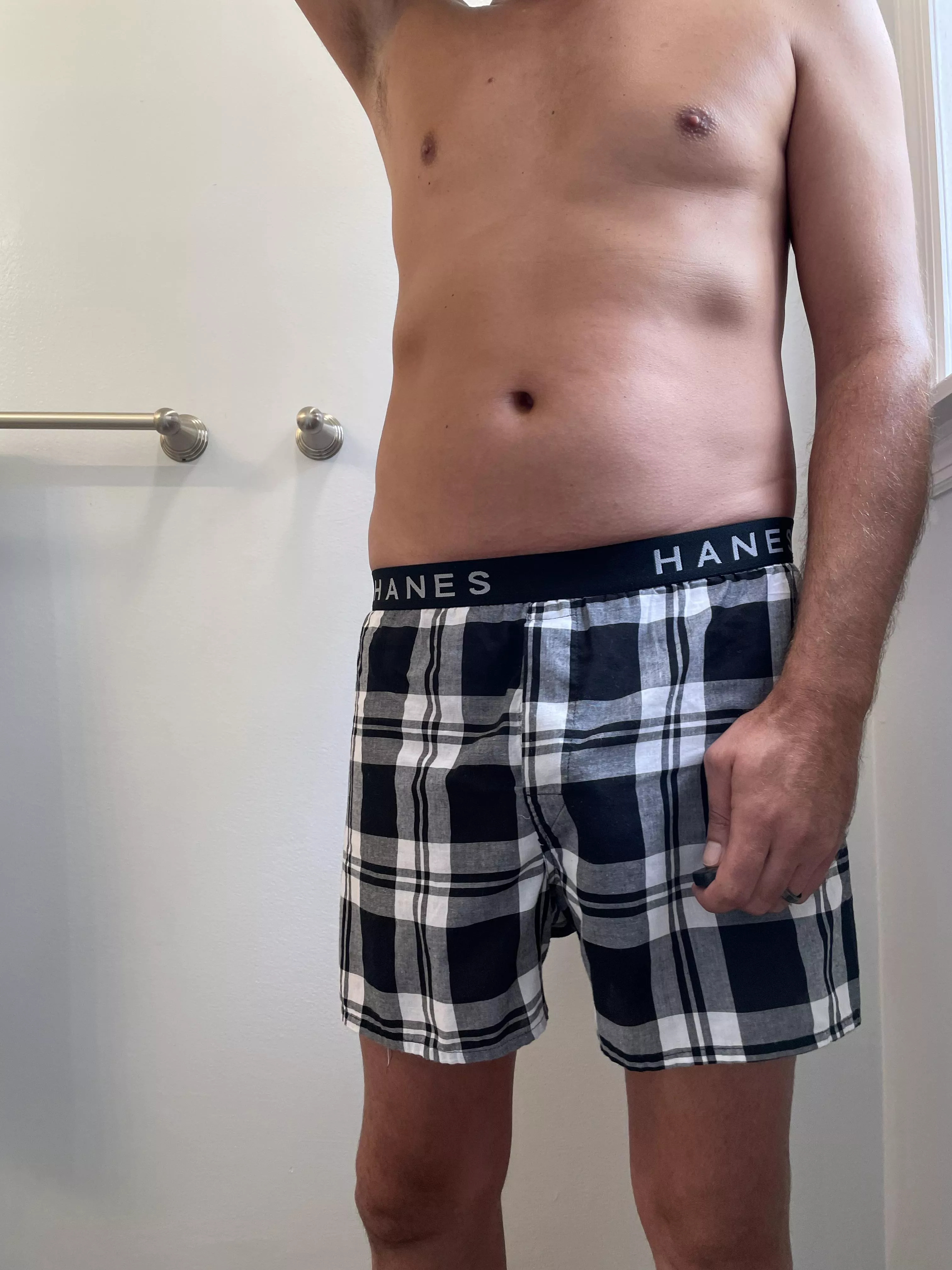 Black and white plaid Hanes