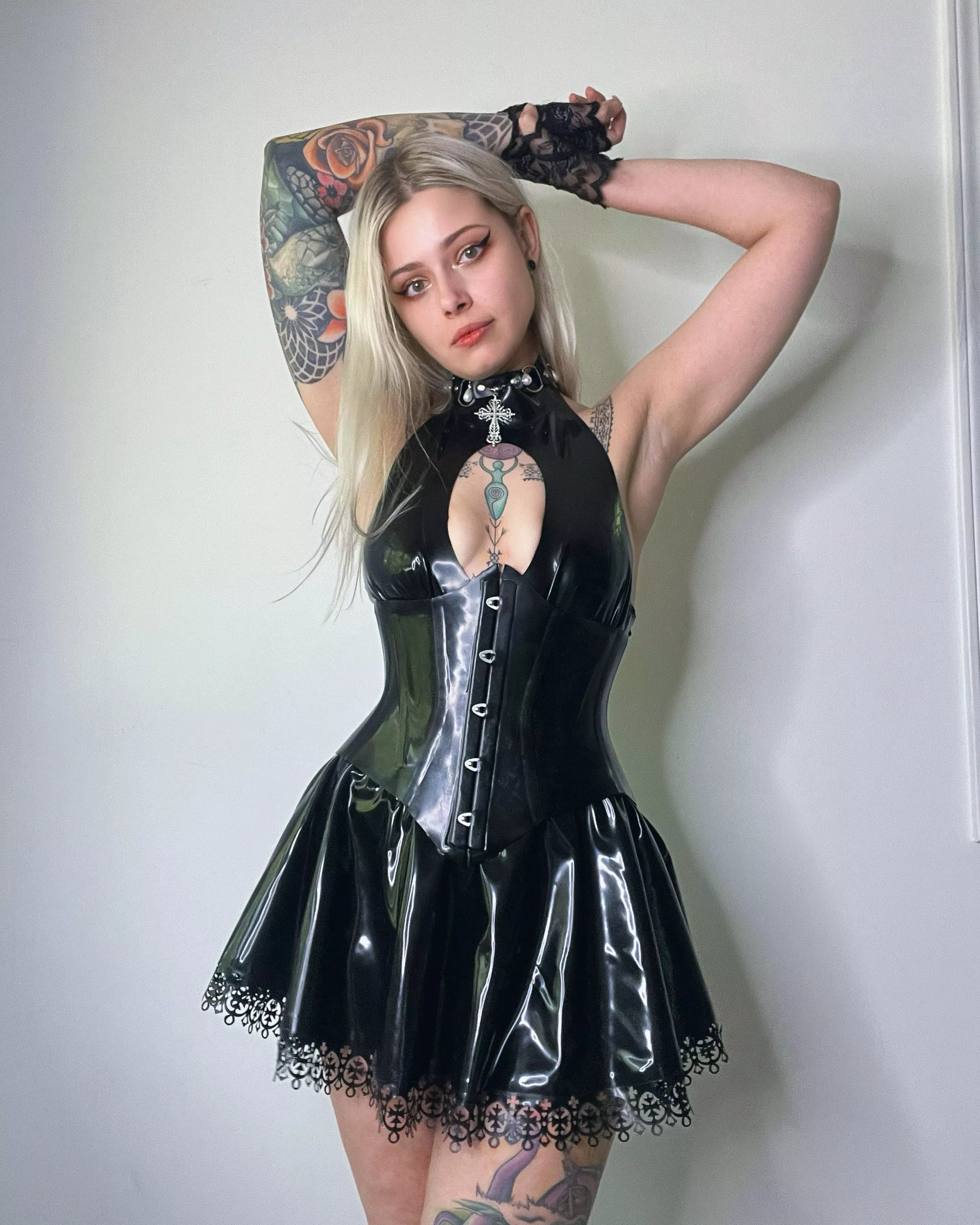 Love this black latex skirt