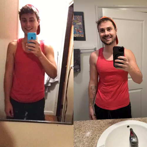 Photos taken nine years to the day apart. Same outfit same pose. Age 21 vs age 30.