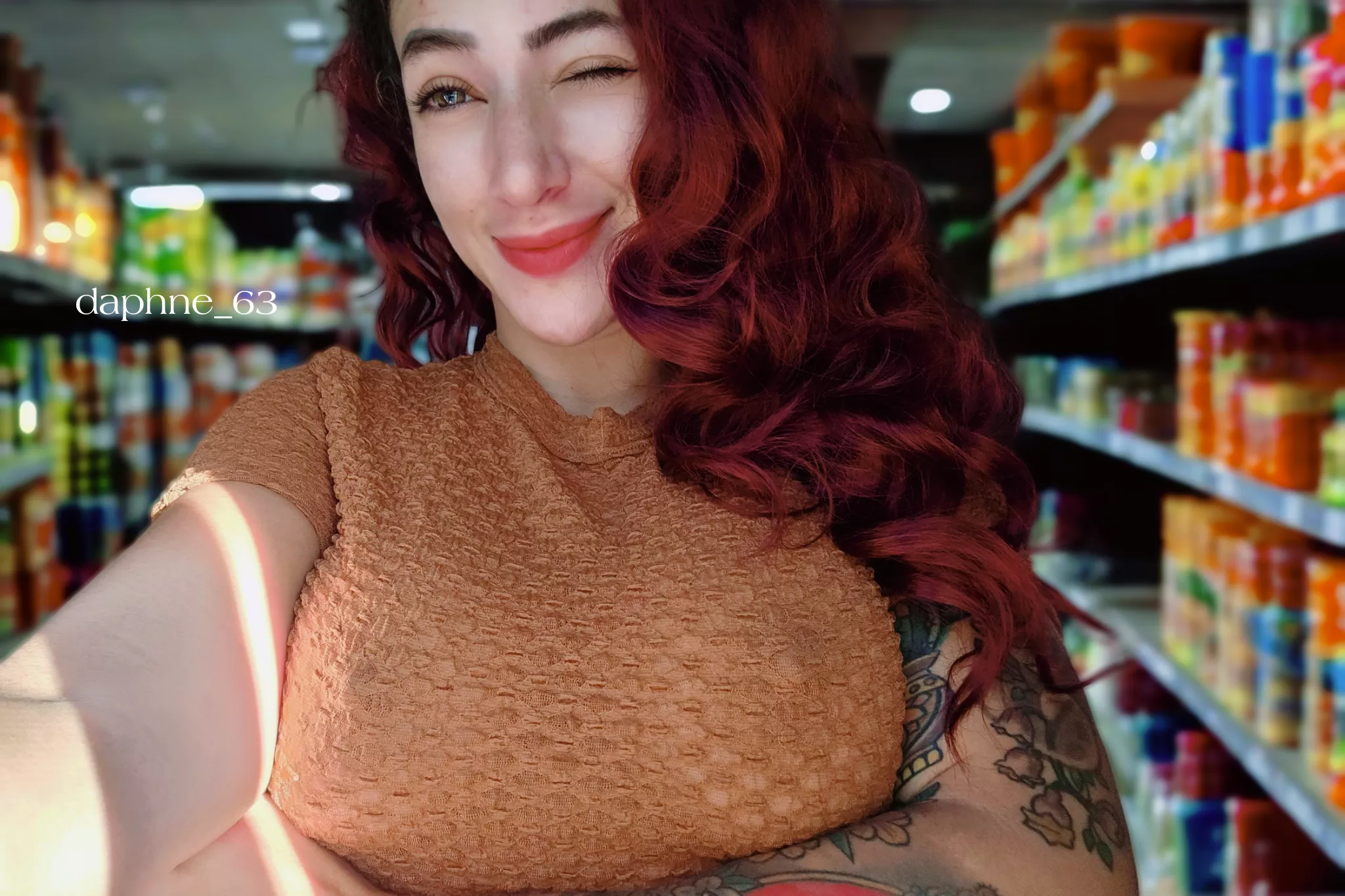 At the grocery store ...but I forgot my bra