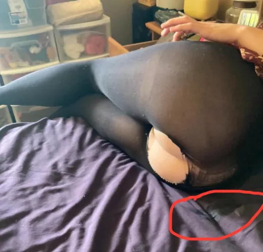Guess what that spot is on my bed. Ripped tights 