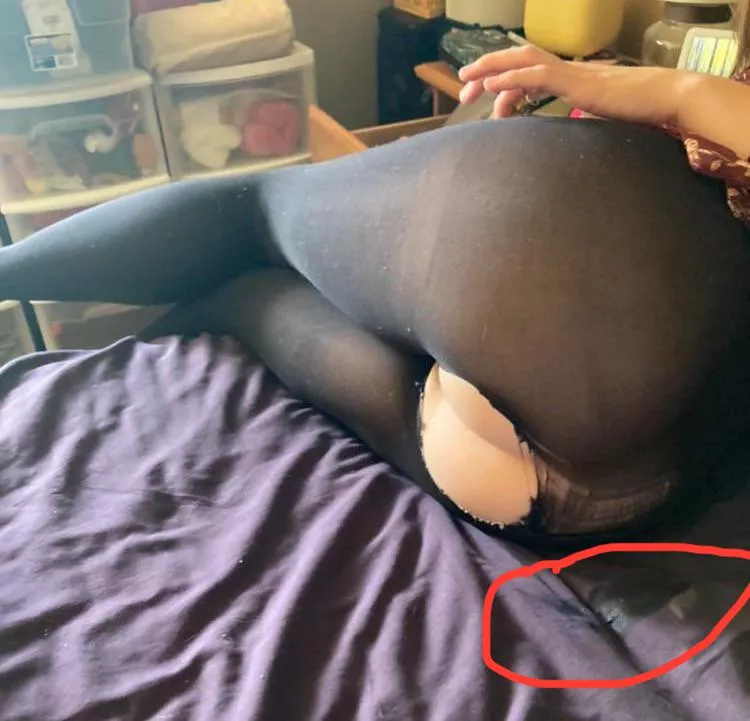 Guess what that spot is on my bed. Ripped tights 