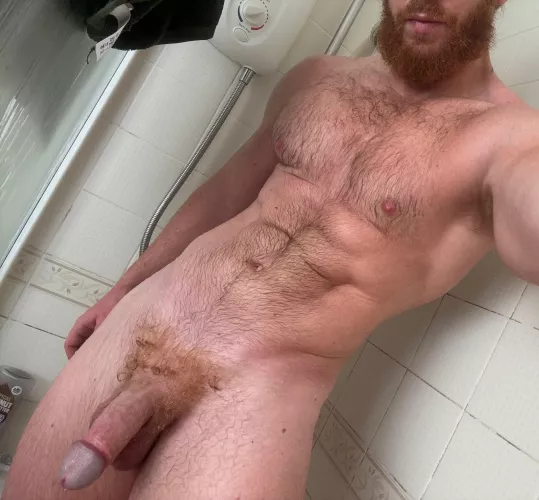 Having a shower after the gym, wanna join this ginger?