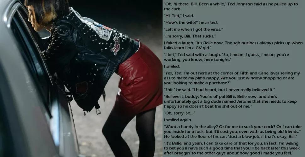 New caption! Oh. Hi There, Bill! #m2f #gendervirus #prostitute #stuck #m2ftransformation #caption #gendertransformation #m2fcaption 