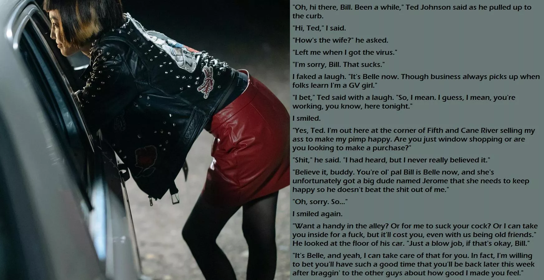 New caption! Oh. Hi There, Bill! #m2f #gendervirus #prostitute #stuck #m2ftransformation #caption #gendertransformation #m2fcaption 