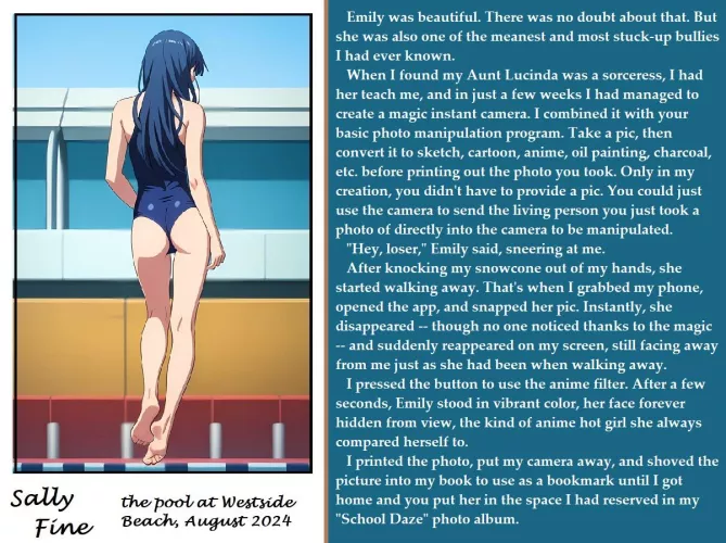 New caption! Remember the Date #magicaltransformation #illustrationtf #revenge #flattening #magiccamera #caption #photograph #machine #stuck #computerprogram #drawingtf #inanimatetransformation 