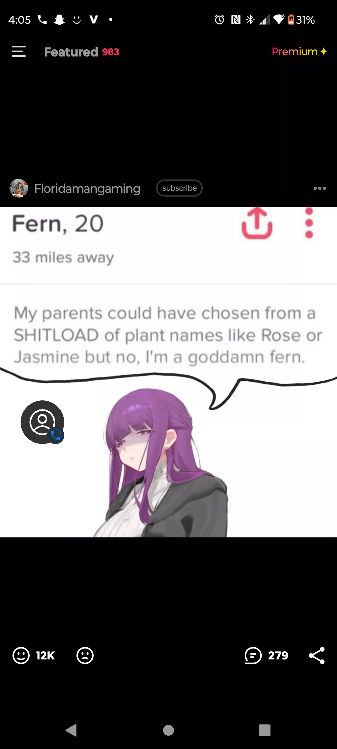 A good name I'm thinking Fern