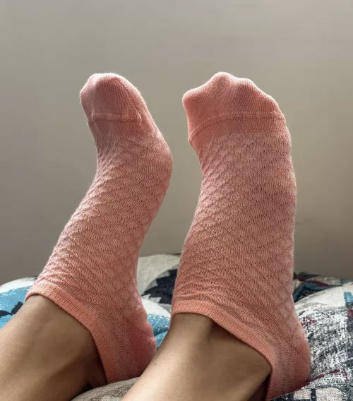 My pink socks are so cute you want to touch them over and over again