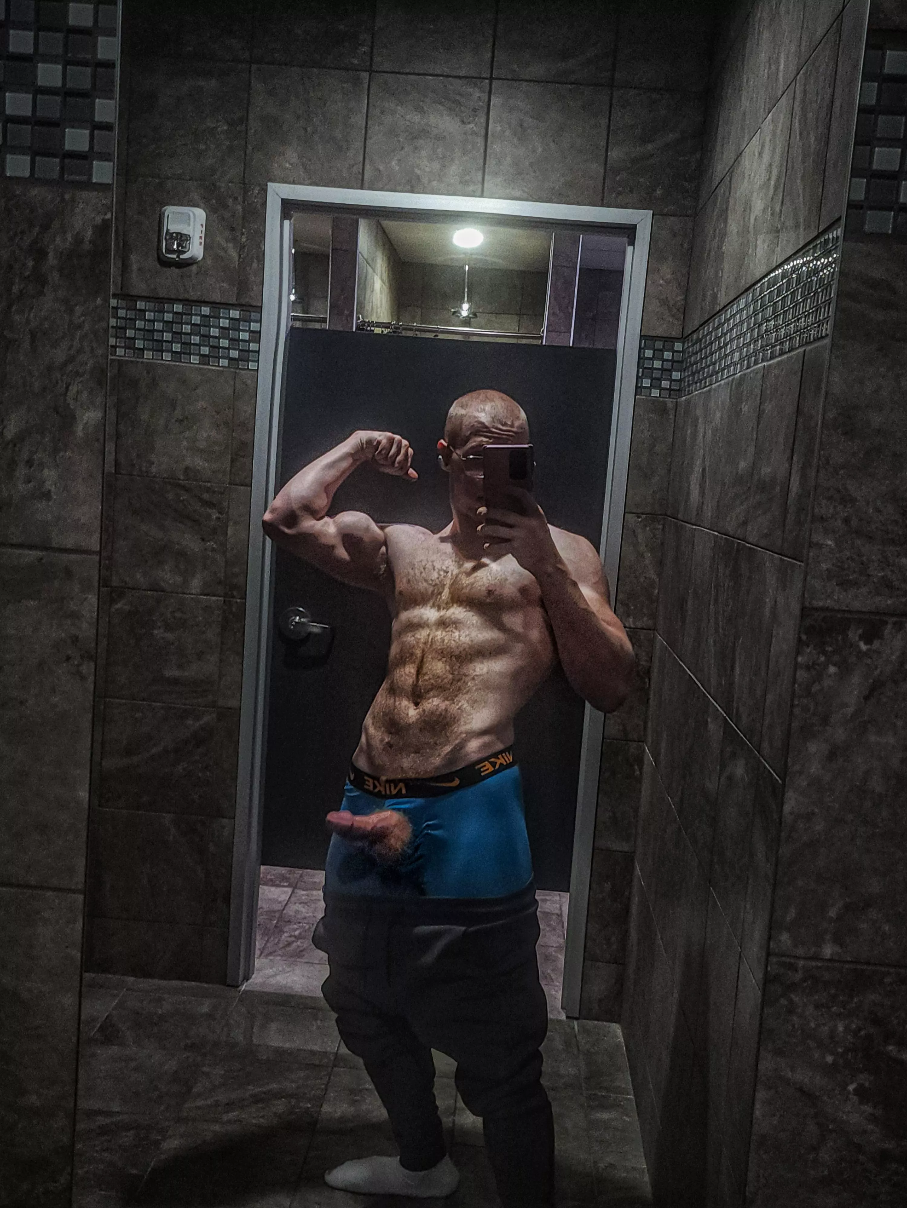 Peeka-boo, Suck it through the fly and I'll bend you over afterwards in the gym stall