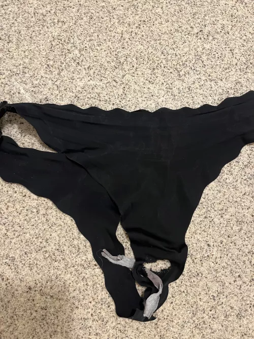Wife got fucked and filled up right through her panties today;) sent me this pic afterwards;)