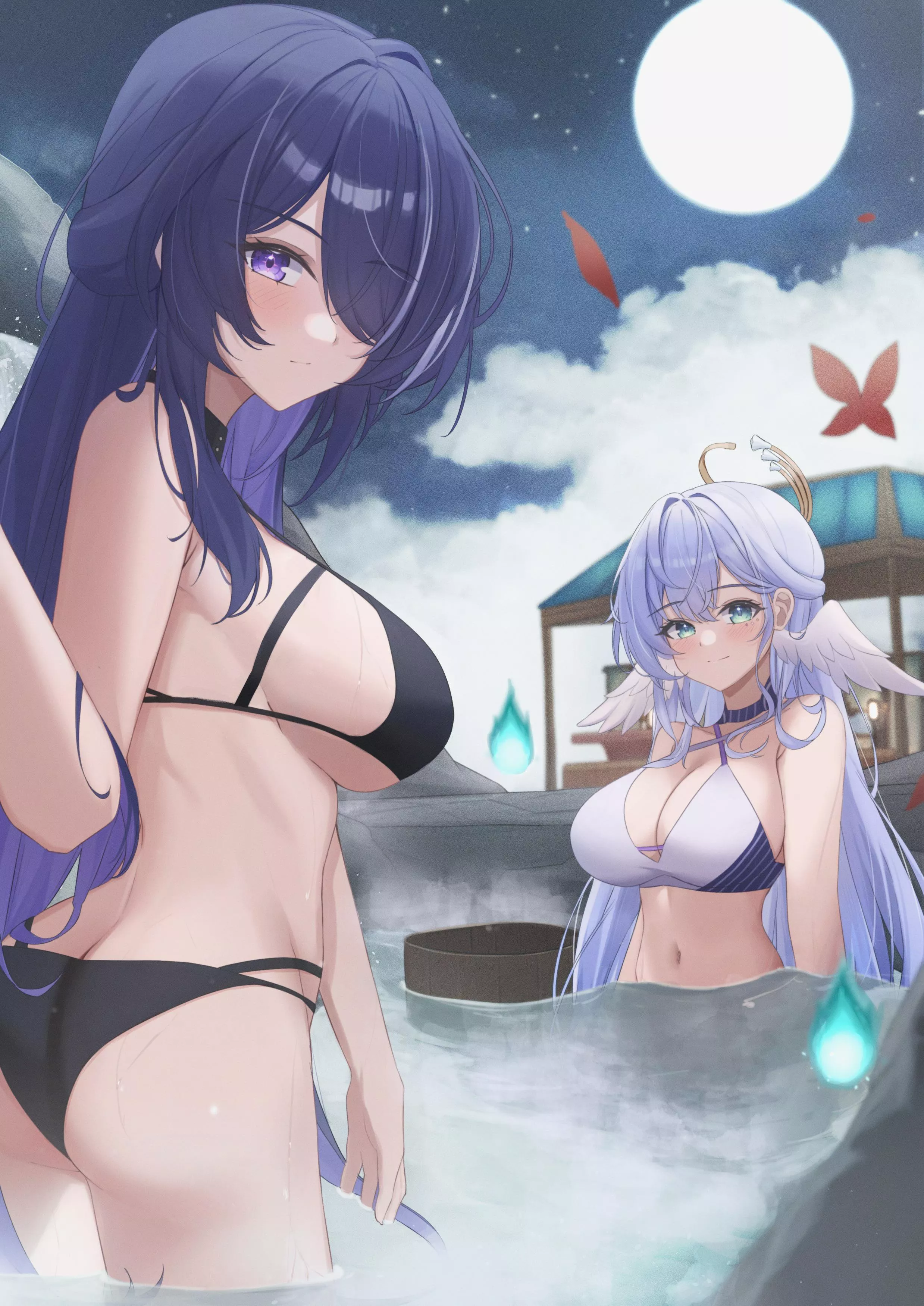 Acheron and Robin in swimsuits
