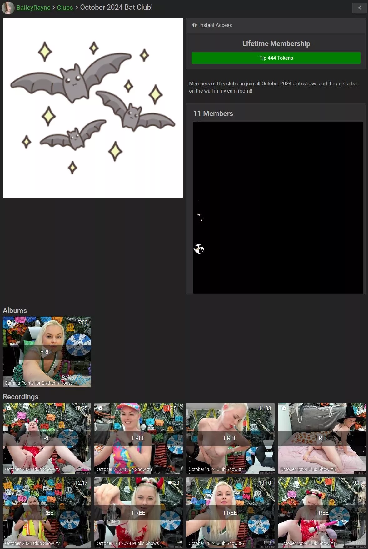 All Bailey's Club Show's currently in the Bat/Ghost Club on MFC Share with more to come through October - https://MFCsha.re/m/u4wvw7m3