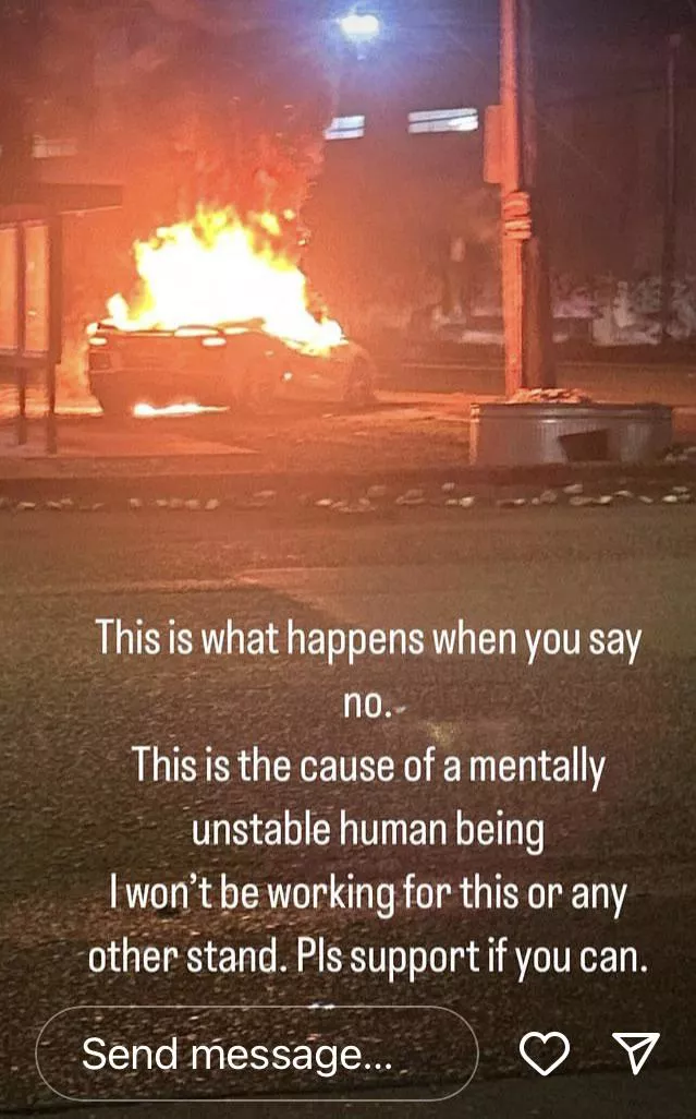 Barista’s car firebombed at work