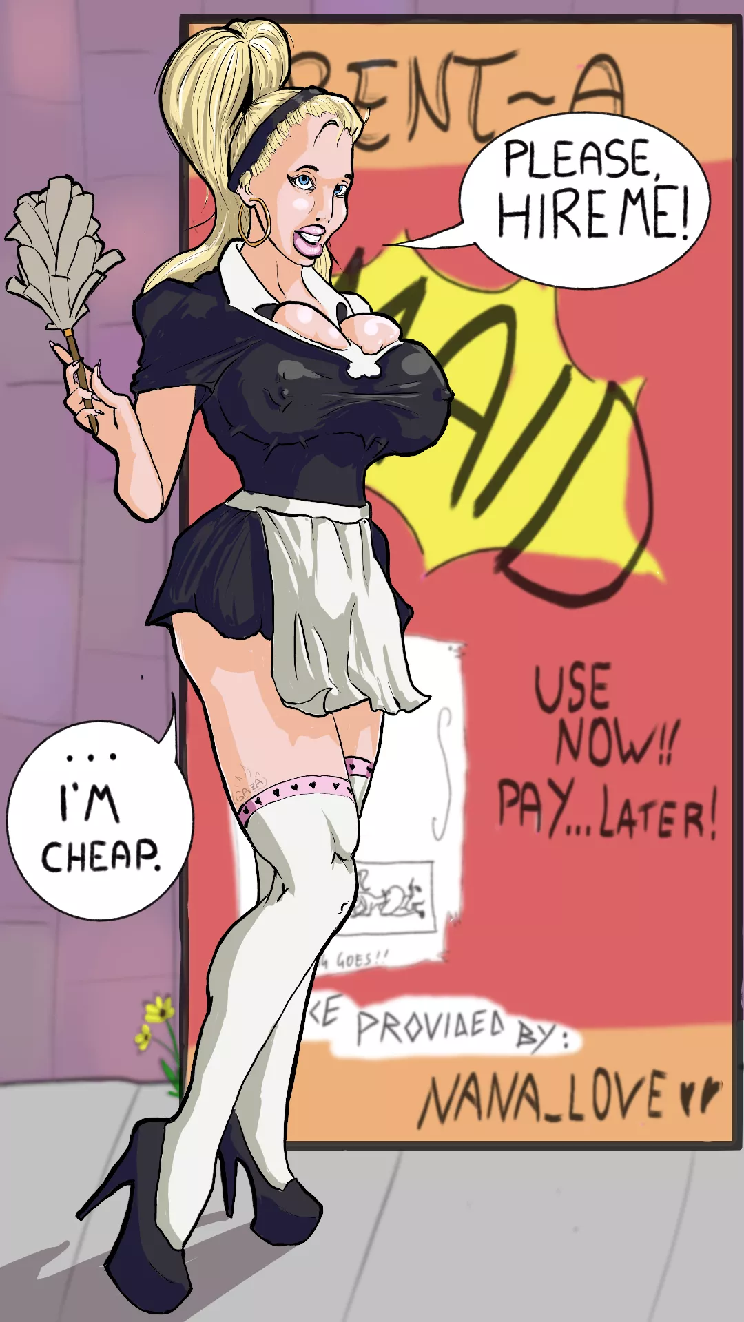 Bimbo maid for hire! 
