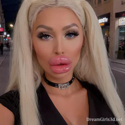 Blonde bombshell with a pout to die for.