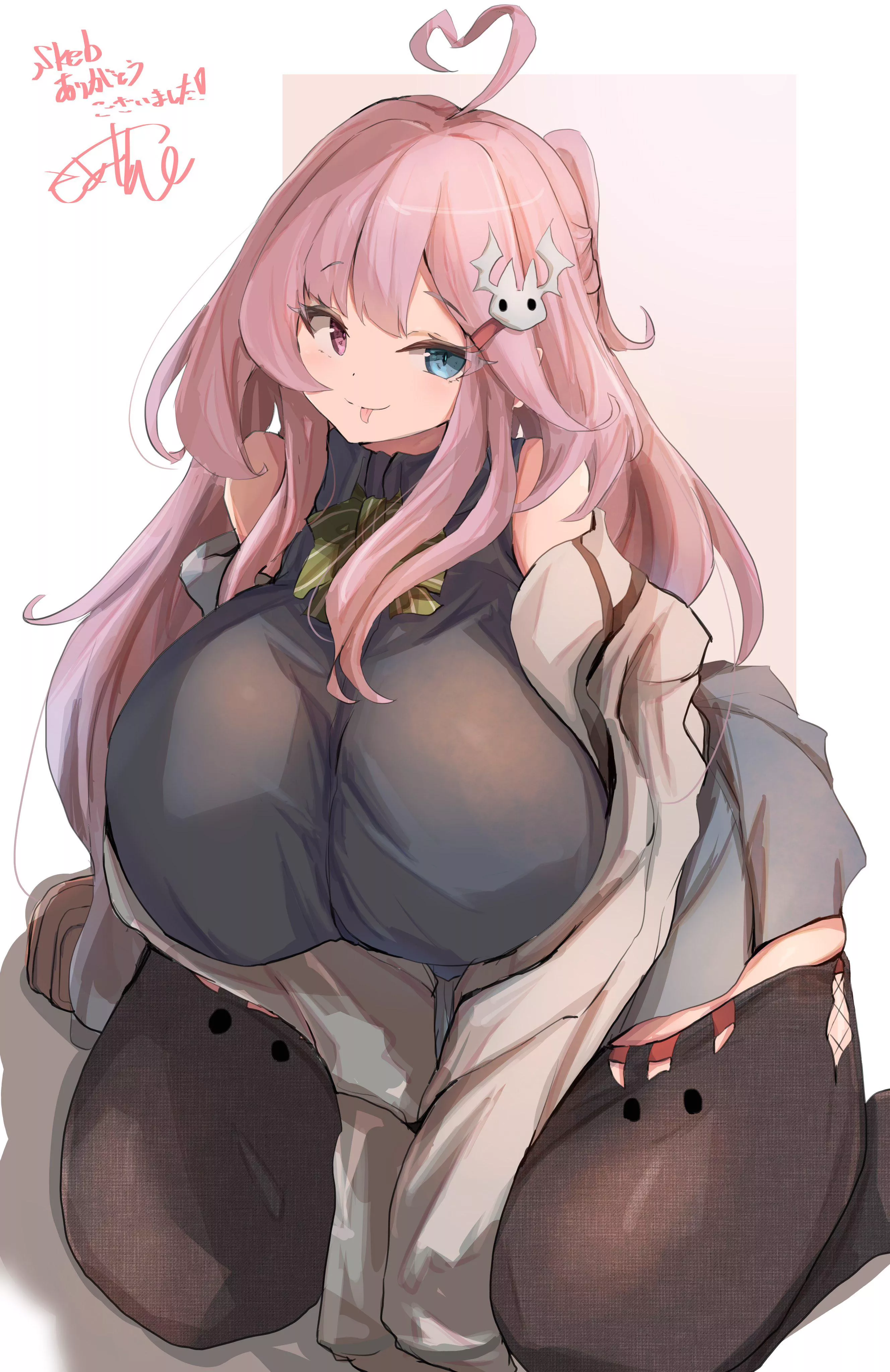 Busty Gal in thigh highs 