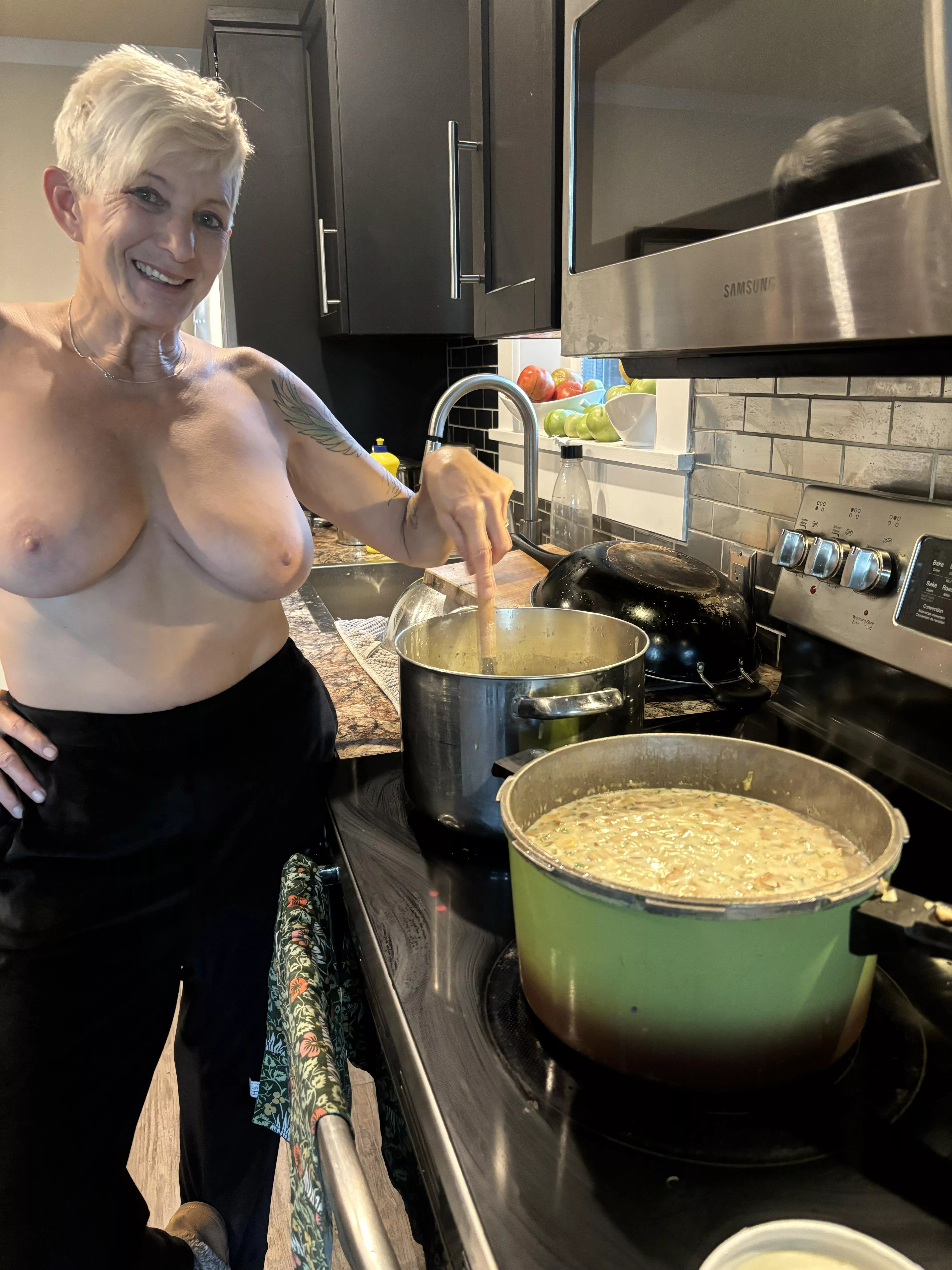 Chanterelle season!  Naked soup always tastes best. 